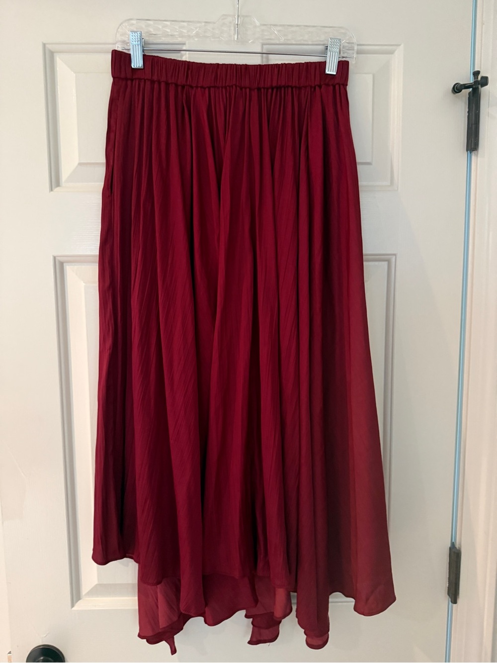 Anthropologie Burgundy Flowing Maxi Skirt